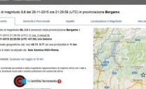 Scossa di terremoto nella serata di Sabato 28 Novembre nella Bergamasca