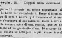 Valanga del 23 Gennaio 1871 sopra Breno in Valle Camonica