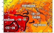 Previsioni 25/08/17. Arriva il caldo africano nella nostra penisola con i suoi primi picchi di 40°C ma con qualche temporale sulle Alpi! I dettagli