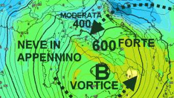 Maltempo domani al sud e giovedì neve forte nel medio Adriatico, i dettagli evolutivi