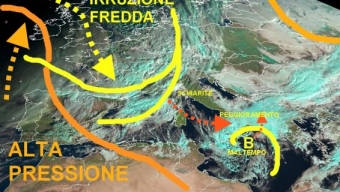 Vortice depressionario in formazione stanotte nel Tirreno, tutto confermato, in arrivo forti nevicate in Adriatico e maltempo al sud