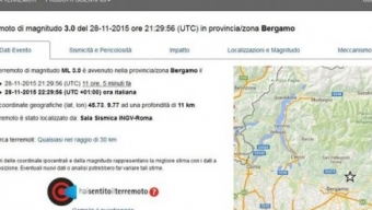 Scossa di terremoto nella serata di Sabato 28 Novembre nella Bergamasca