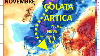 Il vortice polare si trasferisce in Europa in Novembre e il Mediterraneo diventa obiettivo di afflussi freddi artici