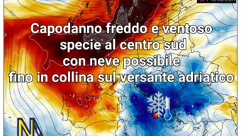 Capodanno 2019 con freddo, vento e neve in collina sul medio Adriatico e sulle regioni meridionali.