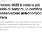 L’estate 2022 a MILANO è la più calda di sempre, lo certifica l’osservatorio astronomico di Brera