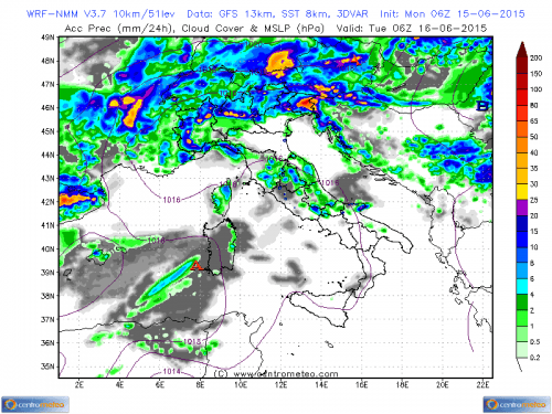 15 GIUGNO 2015 PREVISIONI METEO