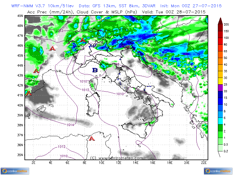 27 LUGLIO 2015 PREVISIONI METEO