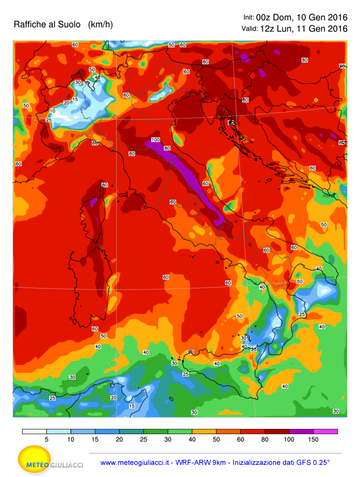 10 GENNAIO 2016 PREVISIONI METEO