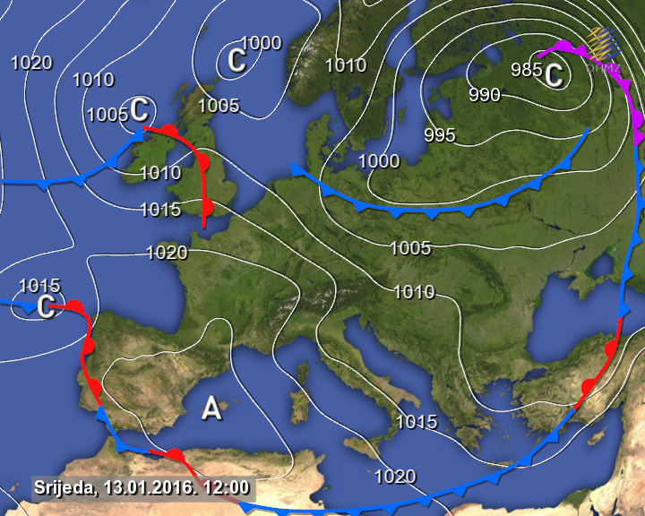 12 GENNAIO 2015 PREVISIONI METEO