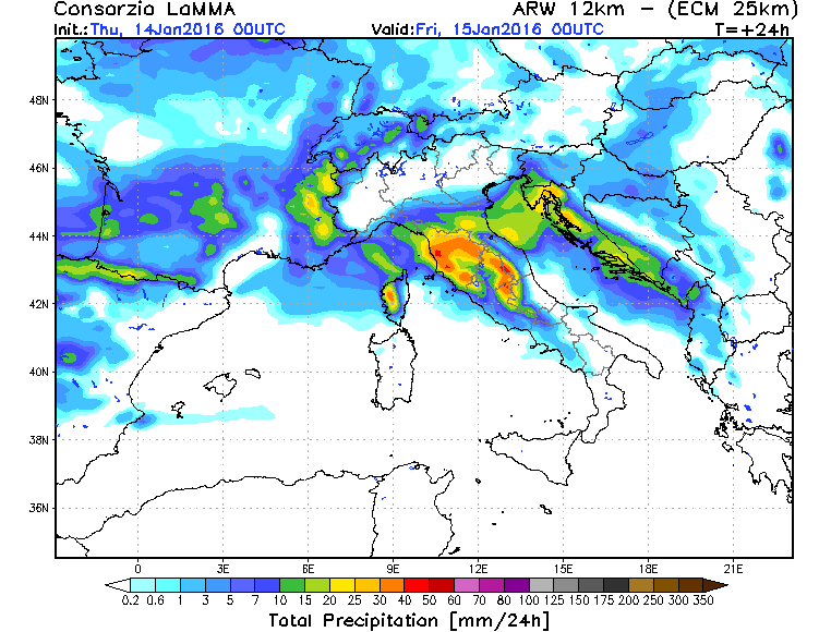 14 GENNAIO 2016 PREVISIONI METEO