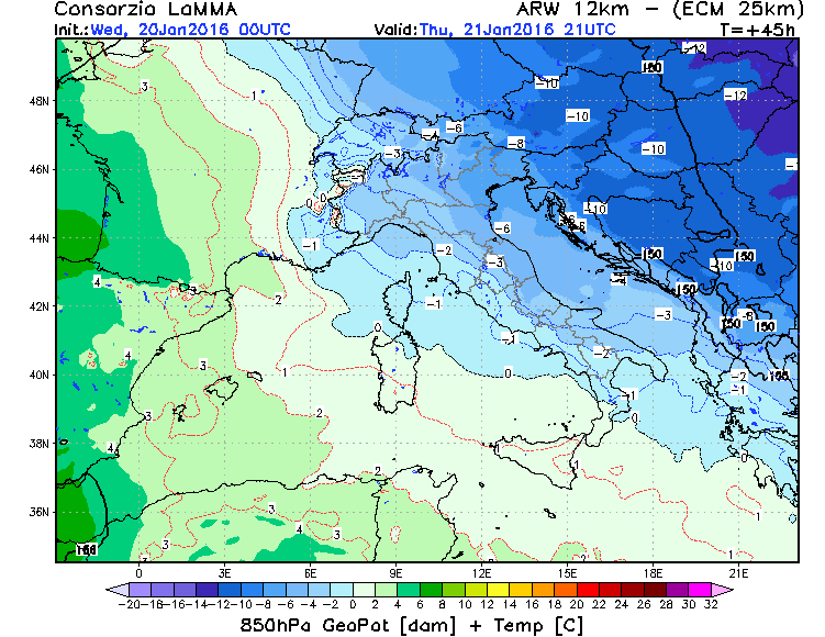 20 GENNAIO 2016 PREVISIONI METEO