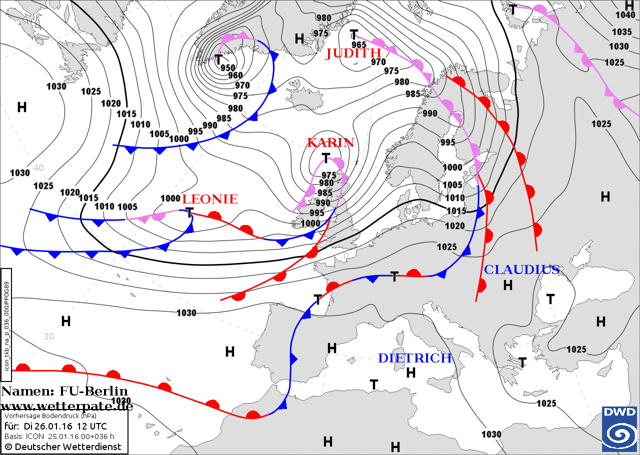 25 GENNAIO 2016 PREVISIONI METEO