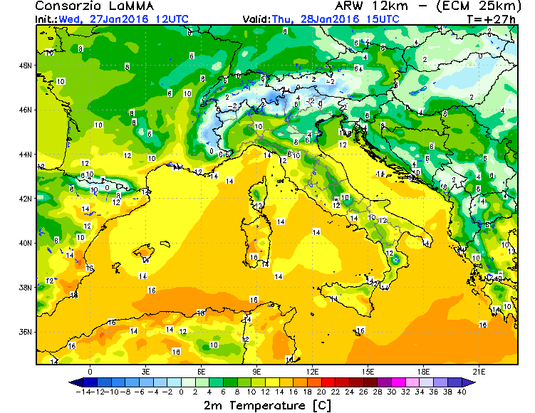 27 GENNAIO 2016 PREVISIONI METEO