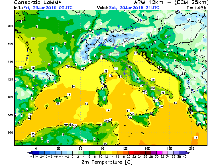 29 GENNAIO 2016 PREVISIONI METEO