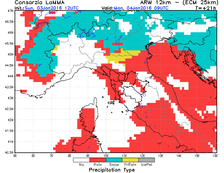 3 GENNAIO 2016 AGGIORNAMENTO NEVE