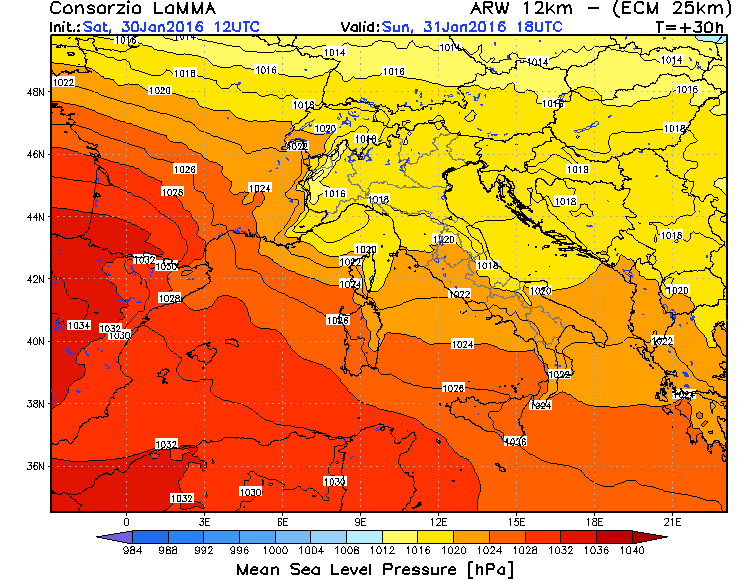 30 GENNAIO 2016 PREVISIONI METEO