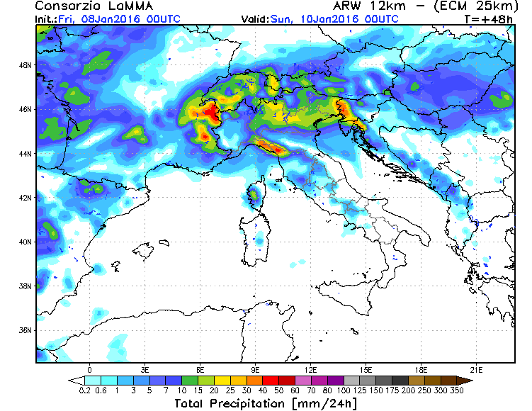 8 GENNAIO 2016 PREVISIONI METEO