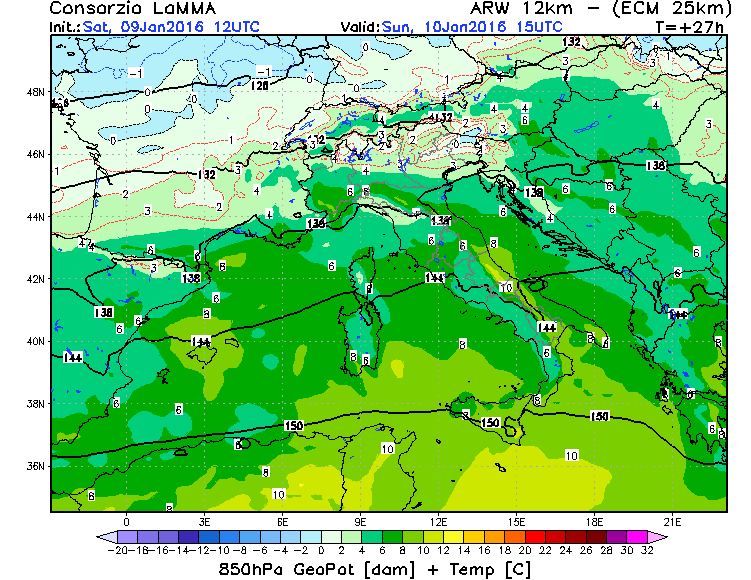 9 GENNAIO 2016 PREVISIONI METEO