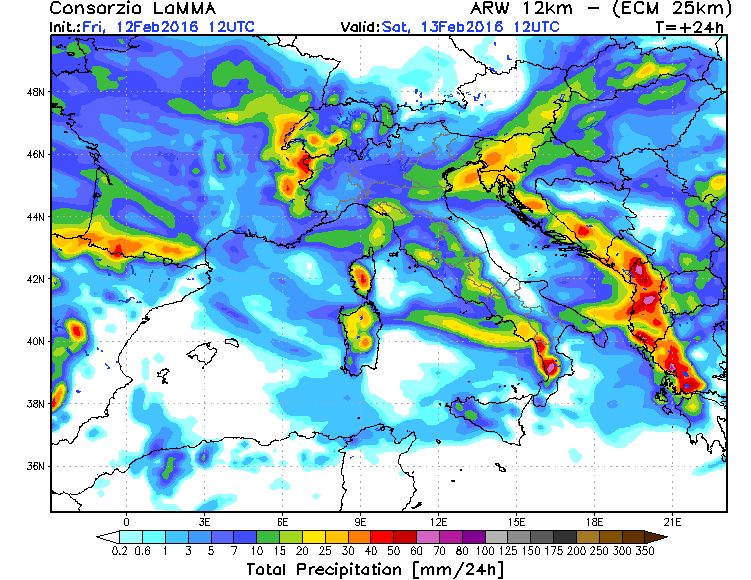 12 FEBBRAIO 2016 PREVISIONI METEO