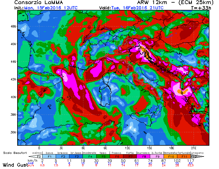 15 FEBBRAIO 2016 PREVISIONI METEO