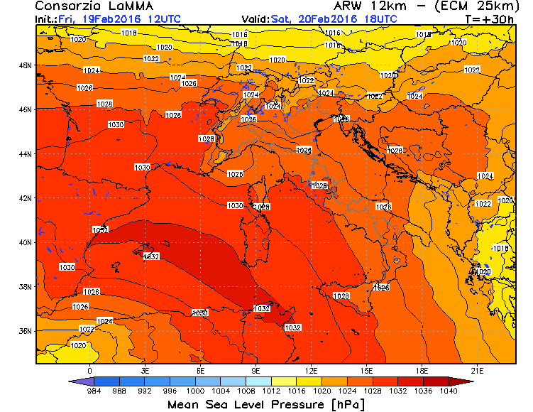 19 FEBBRAIO 2016 PREVISIONI METEO