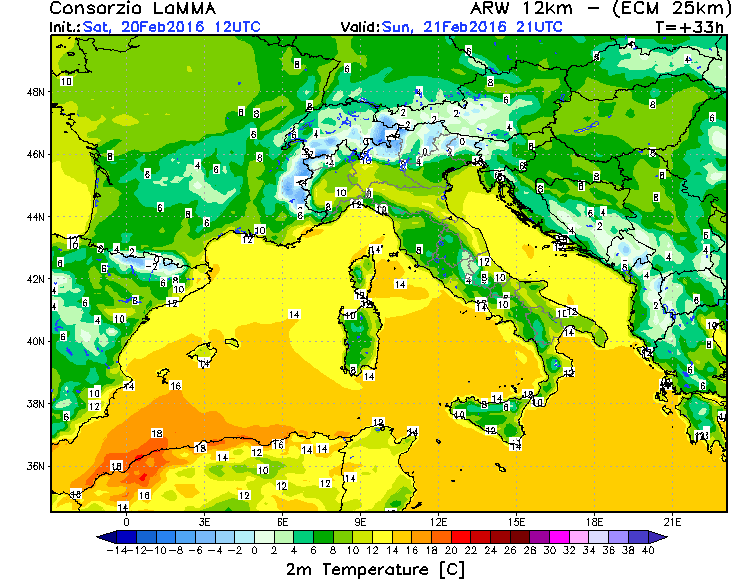 20 FEBBRAIO 2016 PREVISIONI METEO