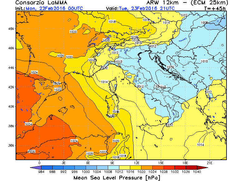 22 FEBBRAIO 2016 PREVISIONI METEO