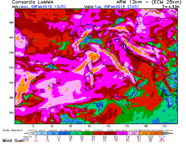 8 FEBBRAIO 2016 PREVISIONI METEO