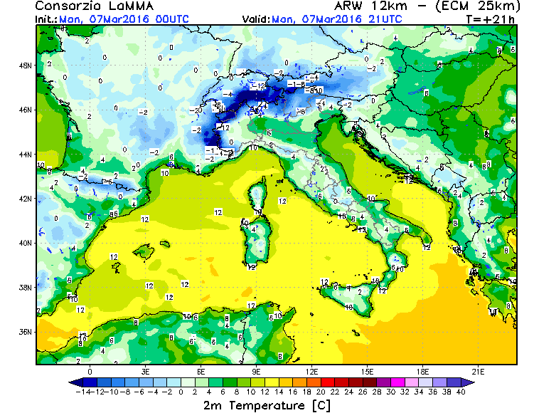 7 MARZO 2016 PREVISIONI METEO