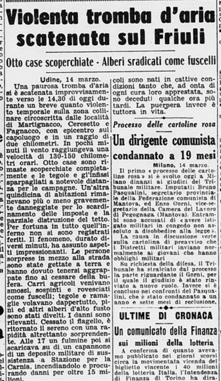 FRIULI TROMBA D'ARIA 15 MARZO 1951