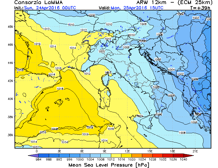 24 APRILE 2016 PREVISIONI METEO