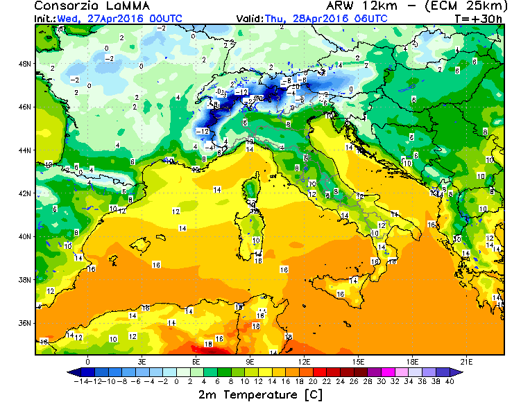 27 APRILE 2016 PREVISIONI METEO