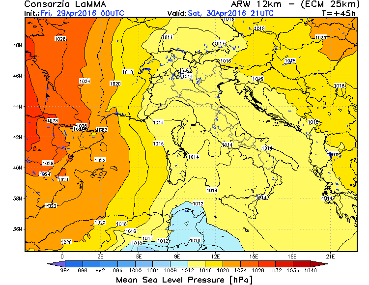 29 APRILE 2016 PREVISIONI METEO