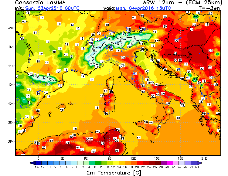 3 APRILE 2016 PREVISIONI METEO