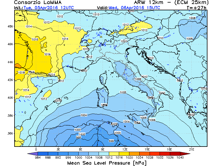 5 APRILE 2016 PREVISIONI METEO