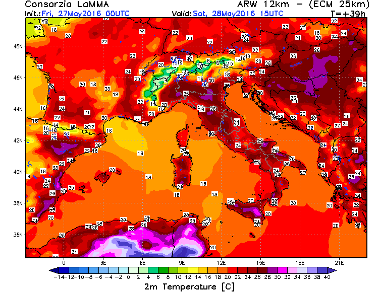 27 MAGGIO 2016 PREVISIONI METEO