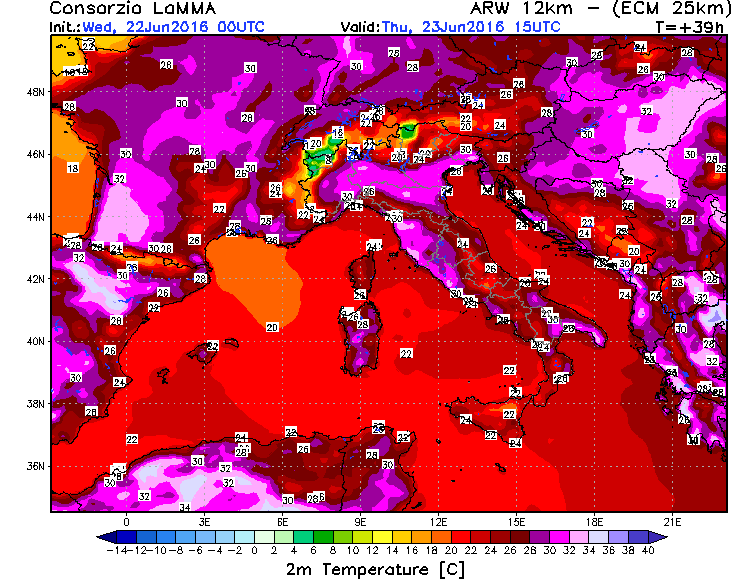 22 GIUGNO 2016 PREVISIONI METEO