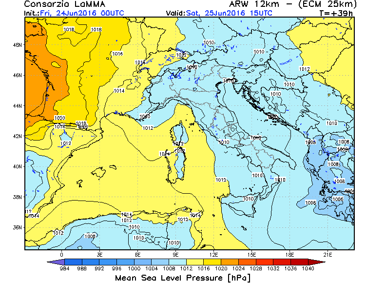 24 GIUGNO 2016 PREVISIONI METEO