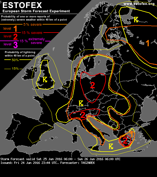 25 GIUGNO 2016 PREVISIONI METEO