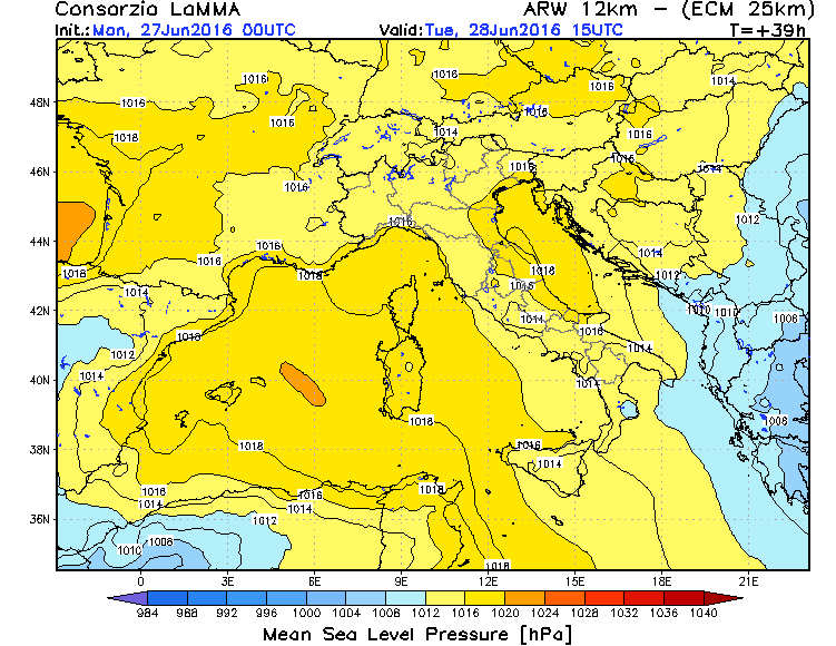 27 GIUGNO 2016 PREVISIONI METEO