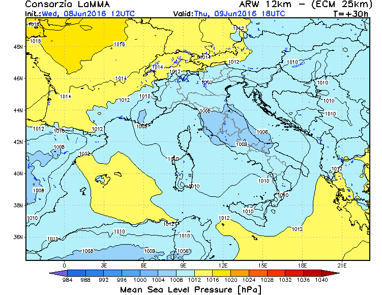 8 GIUGNO 2016 PREVISIONI METEO