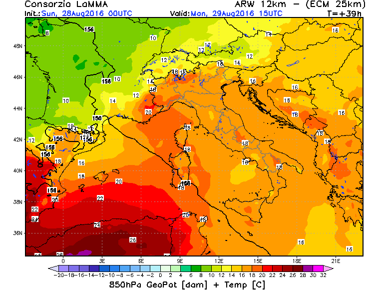 28 AGOSTO 2016 PREVISIONI METEO