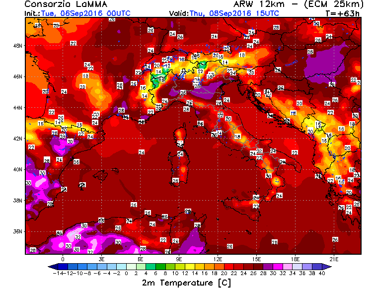 6 SETTEMBRE 2016 PREVISIONI METEO
