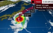 Tifone Faxai in rotta verso Tokyo in Giappone