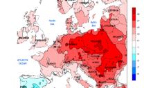 Anomalia della temperatura e delle precipitazioni in Europa nel periodo tra il giorno 8 e il 14 di Aprile 2018.