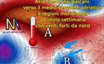 Irruzione fresca nei prossimi giorni sul medio versante adriatico e regioni meridionali . Caldo moderato sul resto d’Italia.