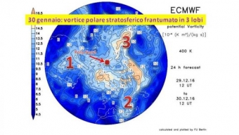 Inverno: evoluzione del gelido vortice polare fino alla prima decade di gennaio