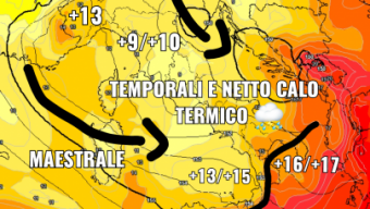 Previsioni 12/08/17. Stop al caldo africano! Temporali e netto calo termico in arrivo nelle regioni del centro-sud! I dettagli